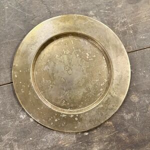 4/4 Antique Brass Church Collection Plate Patina Religious Tithe Tray